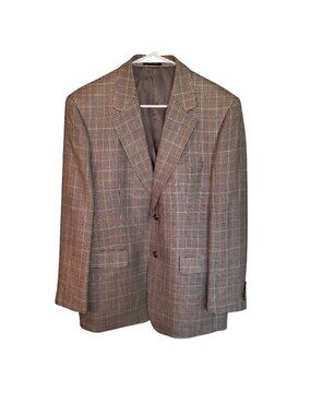 Ralph Lauren Houndstooth Blazer 40R 100% Silk 2-Button Jacket Sustainable Office